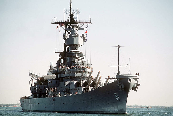 Battleship 'uss Iowa', battle, navy, iowa, battleship, boats, HD wallpaper
