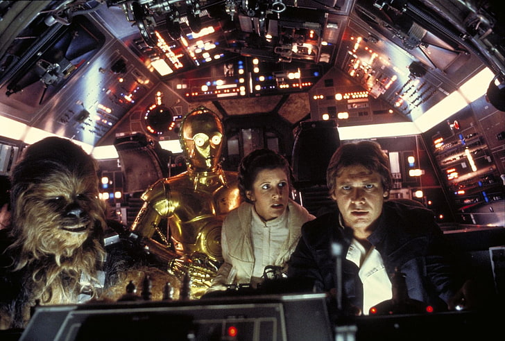star wars movies c3po falcon cockpit carrie fisher han solo chewbacca spaceships millenium falcon le Cars Ford HD Art , Star Wars, movies, HD wallpaper