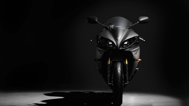 black Yamaha yzf r1-HD Desktop Wallpaper, black sports bike, HD wallpaper