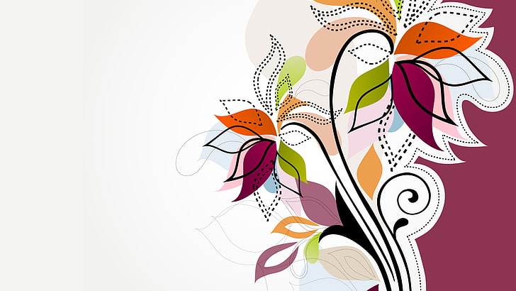 vector, vector graphics, floral, simple background, HD wallpaper