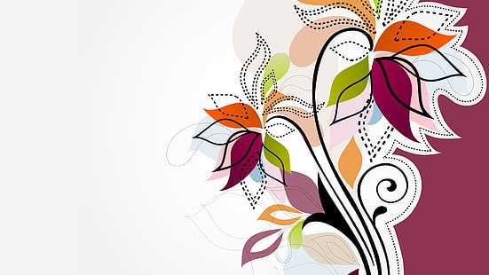 vector, vector graphics, floral, simple background, HD wallpaper HD wallpaper
