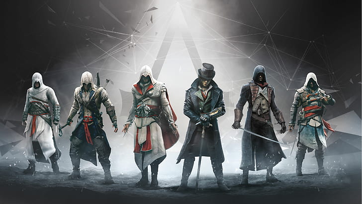 Assassin's Creed, Альтаир (Assassin's Creed), Арно Дориан, Коннор (Assassin's Creed), Эдвард Кенуэй, Эцио (Assassin's Creed), Джейкоб Фрай, HD обои