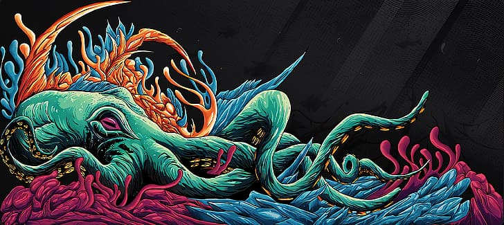 Pola dasar, gurita, Kraken, Wallpaper HD