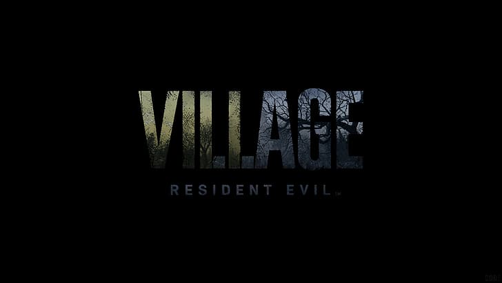 Resident Evil, penduduk desa jahat, Resident Evil 8: Village, logo, video game, minimalis, teks, tekstur, Wallpaper HD