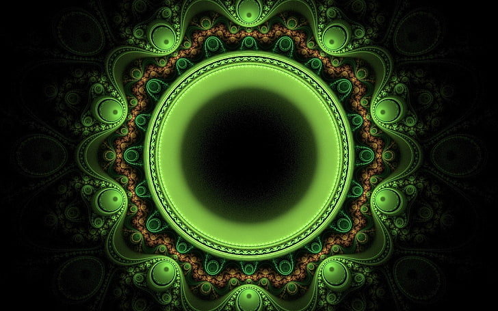 papier peint rond vert et marron, cercle, patrons, vert, Fond d'écran HD