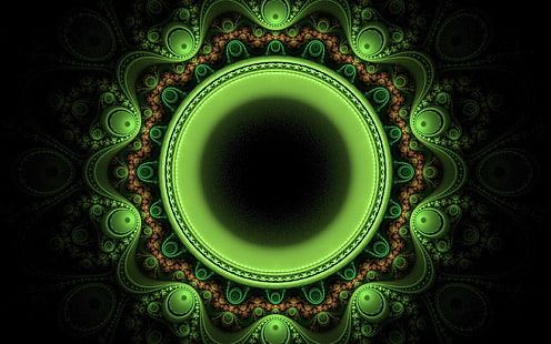 кръгъл зелен и кафяв тапет, кръг, шарки, зелен, HD тапет HD wallpaper