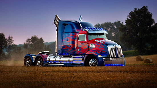 транспорт, optimus prime, превозно средство, камион, кола, ремарке, HD тапет HD wallpaper