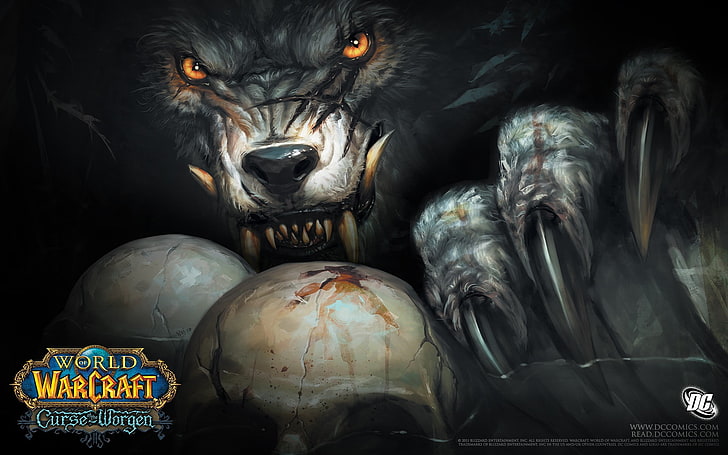 獣地衣類オオカミビデオゲームWorld of Warcraft HDアート、オオカミ、獣、すごい、地衣類、 HDデスクトップの壁紙