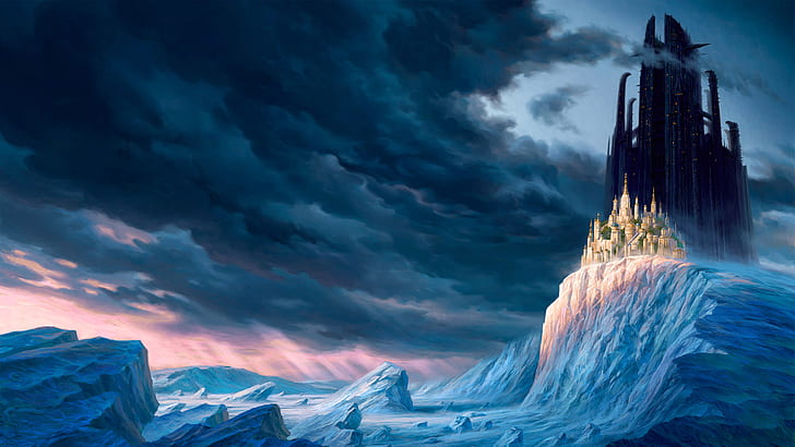 Ice Castle HD, fantasía, hielo, castillo, Fondo de pantalla HD