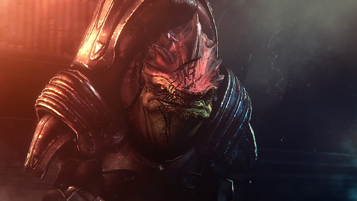 monster wearing armor illustration, Mass Effect, Wrex, video games, HD wallpaper