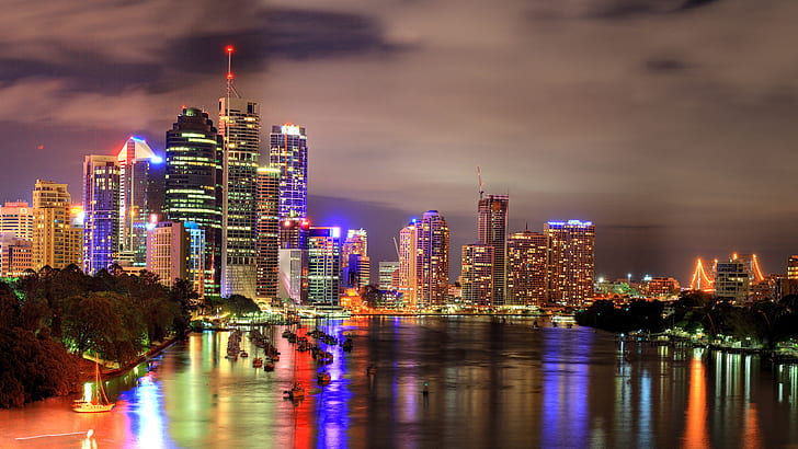 Brisbane Australia Night HD, noche, paisaje urbano, australia, brisbane, Fondo de pantalla HD