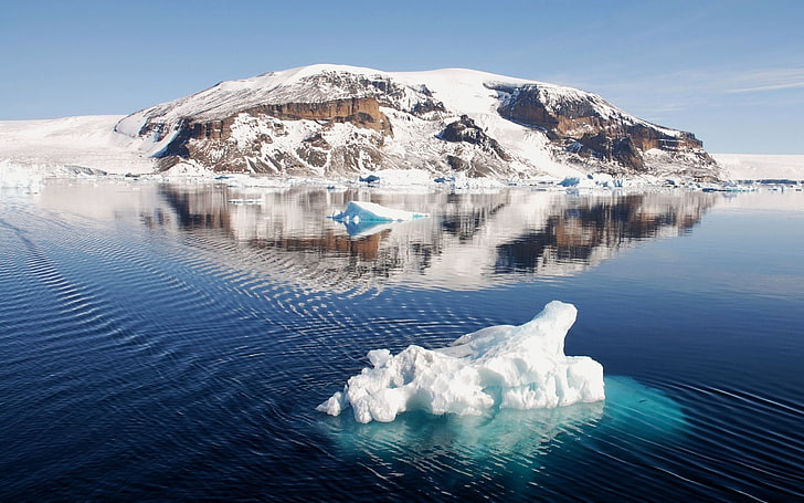 carta da parati glaciale di montagna, iceberg, lastrone di ghiaccio, deriva, costa, freddo, Sfondo HD