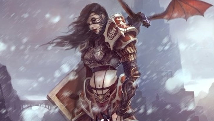 black haired woman wearing armor suit wallpaper, Fantasy, Women Warrior, HD wallpaper