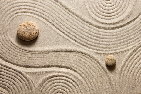 песок, камни, камень, дзен, HD обои HD wallpaper