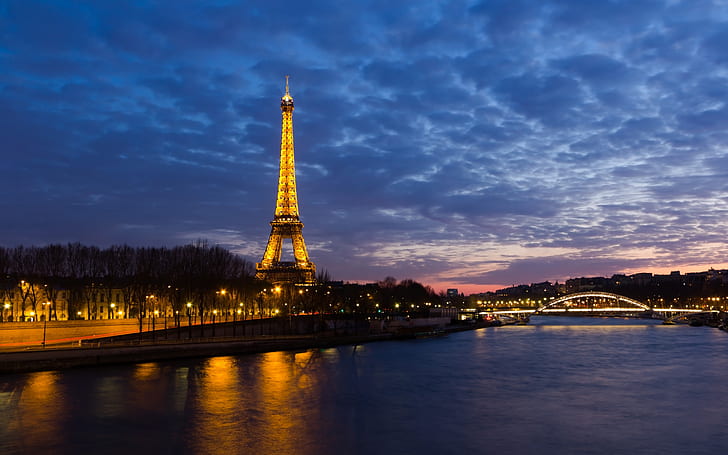エッフェル塔の夕日、パリ、フランス、空、夕日、 HDデスクトップの壁紙