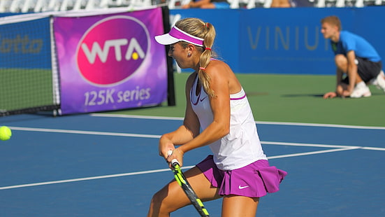 Екатерина Картан Беллис, теннис, женщины, косички, блондинка, теннисные корты, HD обои HD wallpaper