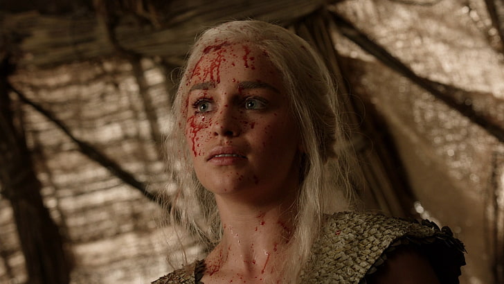 top a maniche corte beige da donna, Game of Thrones, Daenerys Targaryen, Emilia Clarke, Sfondo HD