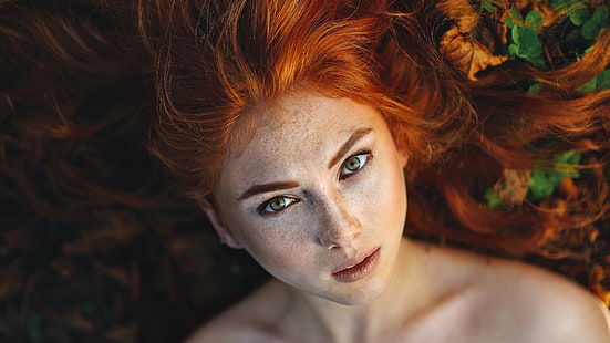червенокоса, портрет, лице, жени, модел, HD тапет HD wallpaper