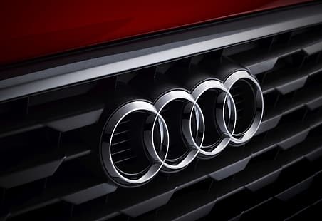 Audi, emblema, rosso, anelli, logo, Sfondo HD HD wallpaper