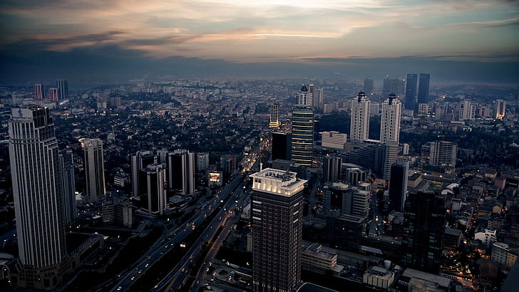 Stadt, Wolkenkratzer, Stadtbild, Istanbul, Türkei, HD-Hintergrundbild