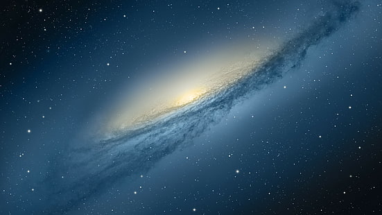 espaço, estrelas, azul, arte digital, galáxia, arte espacial, NGC 3190, HD papel de parede HD wallpaper