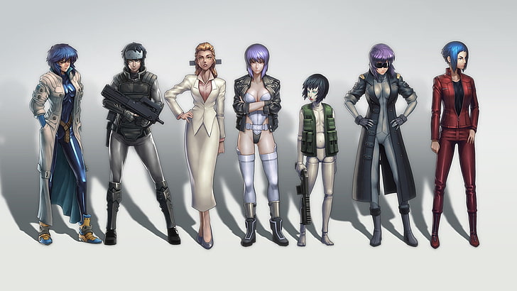 Illustration des personnages de Ghost in the Shell, Ghost in the Shell, manga, Kusanagi Motoko, Fond d'écran HD