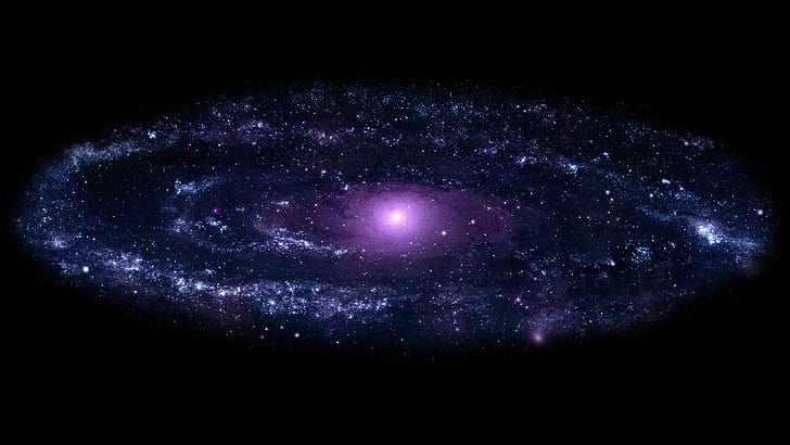 Galaxy Stars Purple HD, млечен път, космос, звезди, лилаво, галактика, HD тапет
