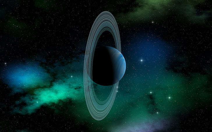 Uranus, planet, Tata Surya, cincin planet, seni ruang angkasa, karya seni, Wallpaper HD