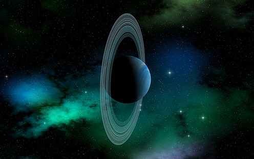Uranus, planet, Solar System, planetary rings, space art, artwork, HD wallpaper HD wallpaper