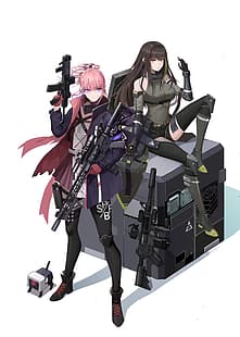 Girls Frontline, sketch (artiste), anime, anime girls, Girl With Weapon, m4a1 (girls frontline), AR15 (Girls Frontline), Fond d'écran HD HD wallpaper