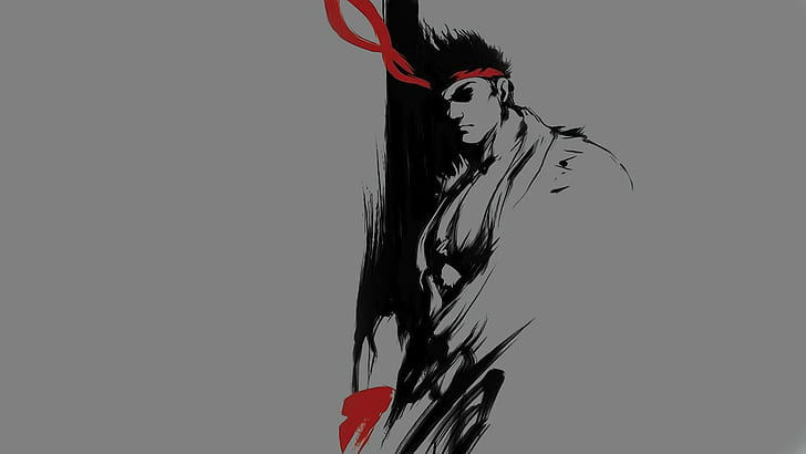 Ryu Street Fighter Gray Grey HD, video games, street, fighter, grey, gray, ryu, HD wallpaper