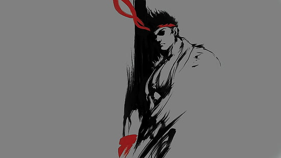 Ryu Street Fighter Grey Grey HD, gry wideo, ulica, wojownik, szary, szary, ryu, Tapety HD HD wallpaper