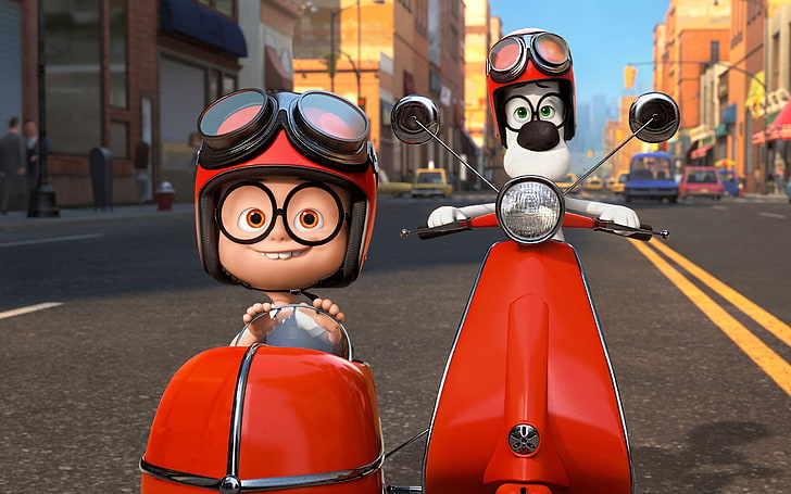 Mr Peabody And Sherman 2014 Movie HD Wallpaper 06, red motor scooter, HD wallpaper