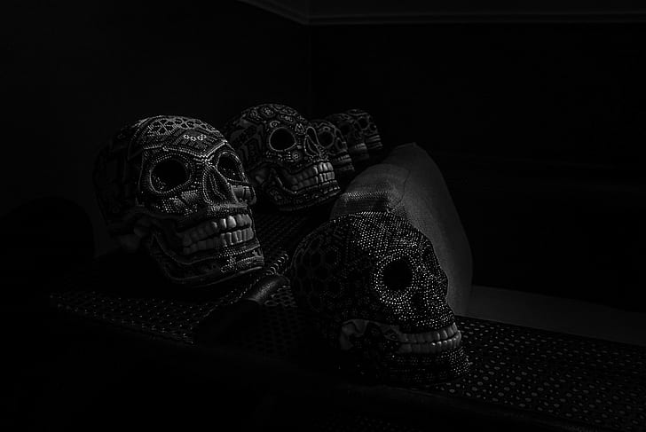 dark, 500px, monochrome, skull, HD wallpaper