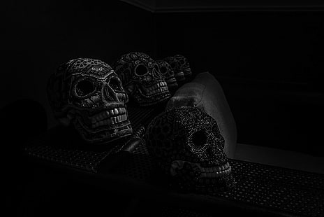 dark, 500px, monochrome, skull, HD wallpaper HD wallpaper
