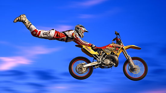Motocross HD, มอเตอร์ไซค์วิบากสีแดง - ขาว - ดำ, กีฬา, วิบาก, วอลล์เปเปอร์ HD HD wallpaper
