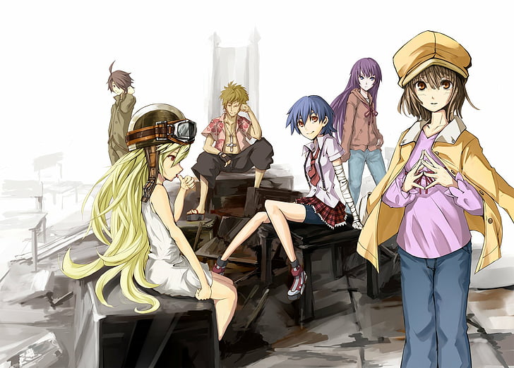 Anime, Monogatari (Series), Hitagi Senjōgahara, Koyomi Araragi, Meme Oshino, Nadeko Sengoku, Shinobu Oshino, Suruga Kanbaru, HD wallpaper