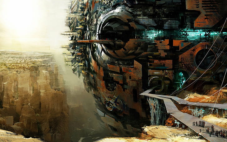 art, artwork, cities, city, futuristic, sci-fi, HD wallpaper