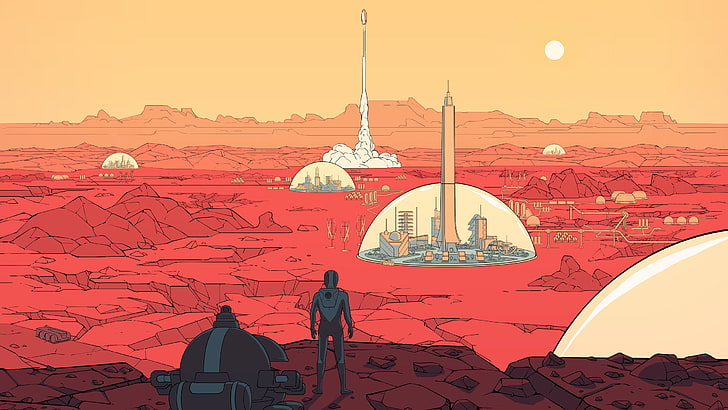 Mars, artwork, Surviving Mars, HD wallpaper