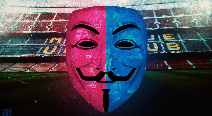 Máscara do FC Barcelona Anonymous por Yakub Nihat, Esportes, Futebol, Máscara, Anonymous, fc barcelona, ​​yakub nihat, HD papel de parede