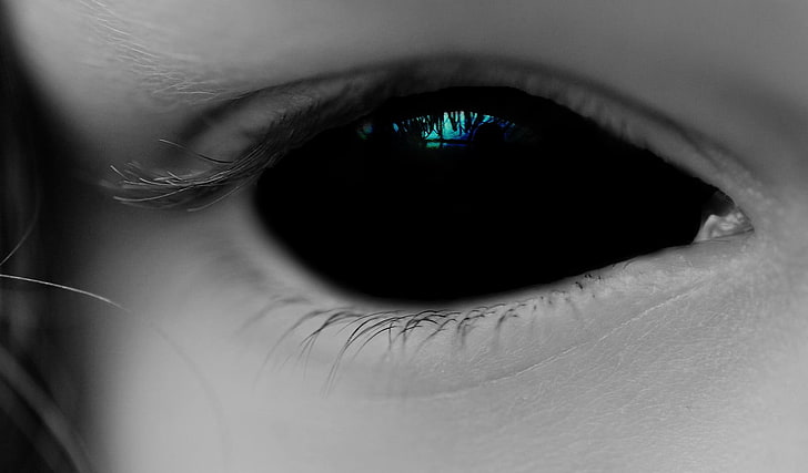 foto av personens öga, ögon, demon, svart, mörk, HD tapet