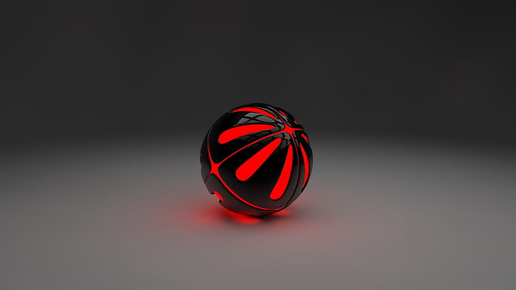 giocattolo palla rossa e nera, 3D, Cinema 4D, arte digitale, Sfondo HD