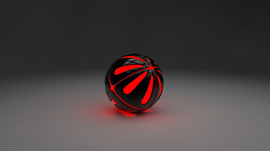 mainan bola merah dan hitam, 3D, Cinema 4D, seni digital, Wallpaper HD HD wallpaper