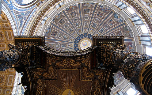 interior, cidade do vaticano, basílica de são pedro, HD papel de parede HD wallpaper
