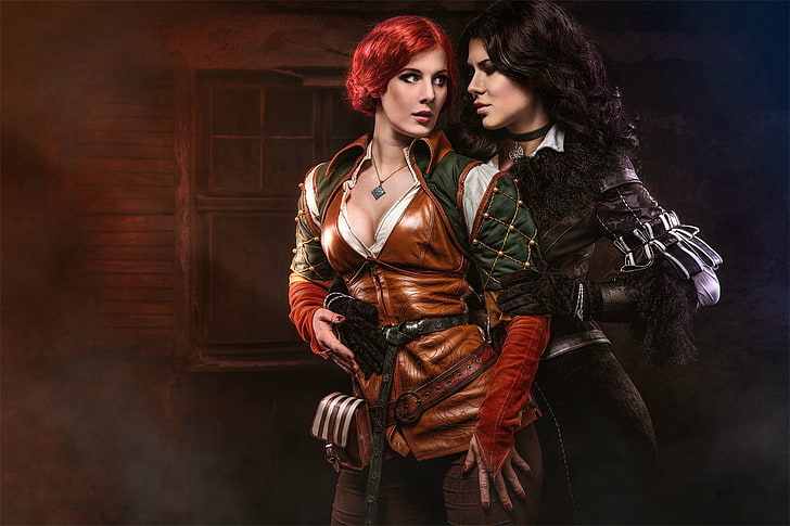 Wanita, Cosplay, The Witcher 3: Perburuan Liar, Triss Merigold, Yennefer dari Vengerberg, Wallpaper HD