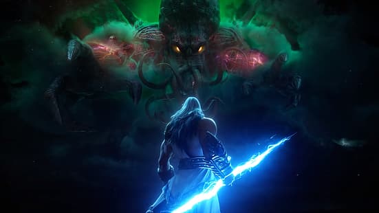 Blitz, Cthulhu, die Götter, Zeus, schlagen, Götter, ktulhu, HD-Hintergrundbild HD wallpaper