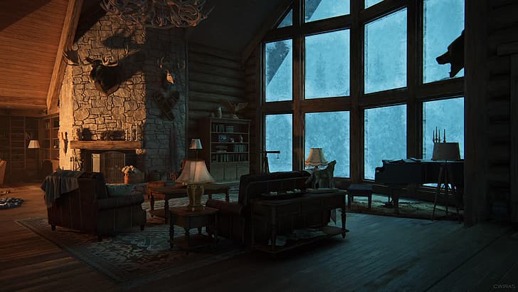 video games, video game art, screen shot, apocalyptic, Sony, Naughty Dog, The Last of Us, Ellie Williams, The Last of Us 2, winter, wood, Inside, snow, PlayStation, PlayStation 4, HD wallpaper
