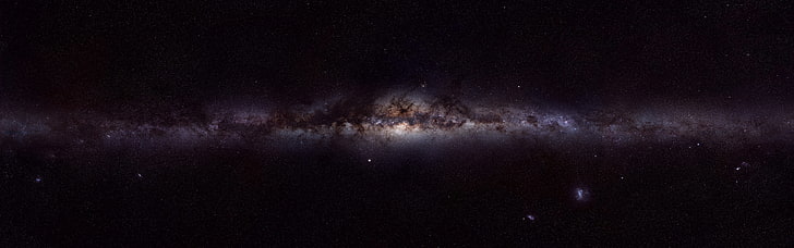 Млечный Путь, космос, галактика, звезды, несколько дисплеев, два монитора, HD обои
