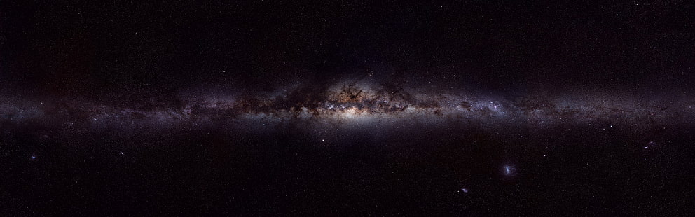 Млечный Путь, космос, галактика, звезды, несколько дисплеев, два монитора, HD обои HD wallpaper