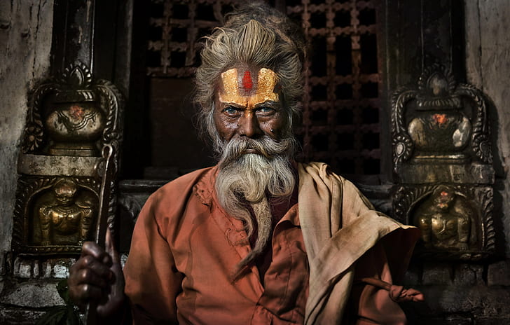 Népal, prêtre hindou, Temple de Pashupatinath, Fond d'écran HD